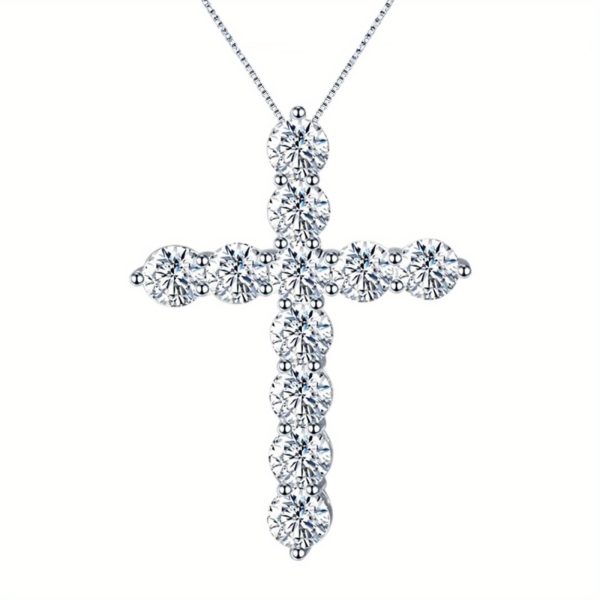 11ct Moissanite Cross Necklace, D-F Color Vvs1 Clarity, 925 Sterling Silver - Cross Pendant for Men Women Fine Jewelry Gifts, Wedding Gifts, Engagement Gifts - Image 7
