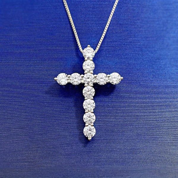 11ct Moissanite Cross Necklace, D-F Color Vvs1 Clarity, 925 Sterling Silver - Cross Pendant for Men Women Fine Jewelry Gifts, Wedding Gifts, Engagement Gifts - Image 8