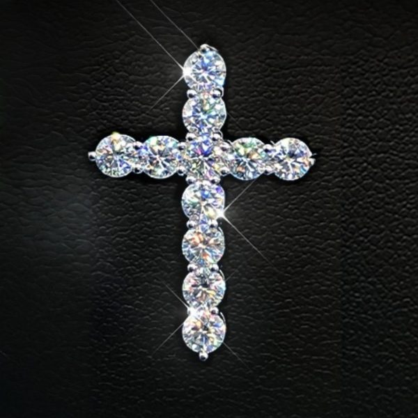 11ct Moissanite Cross Necklace, D-F Color Vvs1 Clarity, 925 Sterling Silver - Cross Pendant for Men Women Fine Jewelry Gifts, Wedding Gifts, Engagement Gifts - Image 4