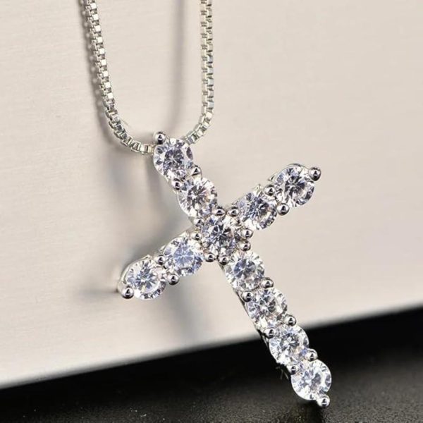 11ct Moissanite Cross Necklace, D-F Color Vvs1 Clarity, 925 Sterling Silver - Cross Pendant for Men Women Fine Jewelry Gifts, Wedding Gifts, Engagement Gifts - Image 8