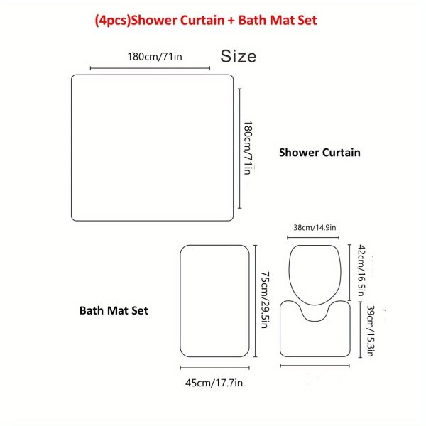 Texas Star Western Bath Set: 71X71In/180X180Cm, Rustic Wooden Board, Cowboy Hat, Horseshoe, And Boot Decoration, Waterproof Curtain, Bath Mat, And Toilet Cover - Image 4