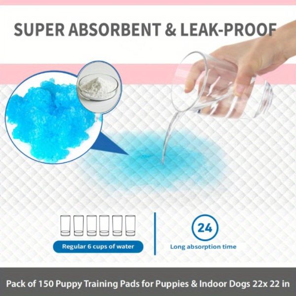 150 Pcs Super Absorbent Large 22"x 22" Pink Dog Pee Pads, Disposable Pet Piddle Pad and Potty Pads for Dogs, Puppies, Doggie - Image 8