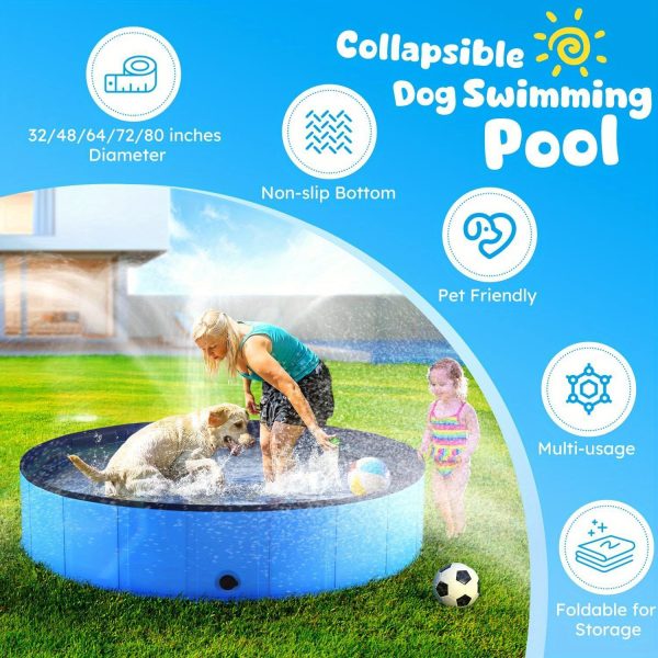 Portable Dog Pool, Foldable Pet Swimming Pool, Anti-Slip Collapsible Pet Bathtub, Hard Plastic Bath Pool For Pets Dogs And Cats - Image 2