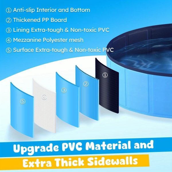 Portable Dog Pool, Foldable Pet Swimming Pool, Anti-Slip Collapsible Pet Bathtub, Hard Plastic Bath Pool For Pets Dogs And Cats - Image 4