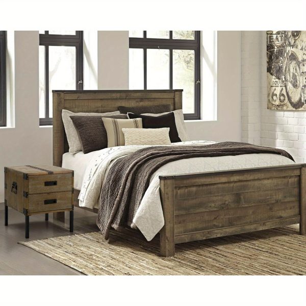 1Pc 18 Inches Wide W-square Industrial Bedside Table with Metal Legs and Country Edge Stand, Wooden Edge Table with 2 Drawers for Storage, Living Room Bedside Table, Bedroom Bedside Table - Image 10
