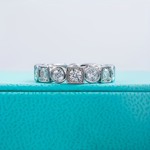 1pc 3 Carat S925 Moissanite Inlaid Ring, Suitable For Birthday Party Luxury Gift, For Men And Women - Image 6