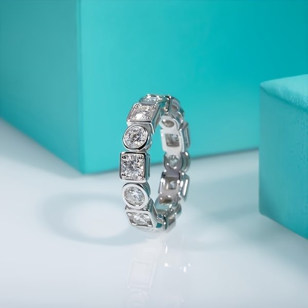 1pc 3 Carat S925 Moissanite Inlaid Ring, Suitable For Birthday Party Luxury Gift, For Men And Women - Image 2