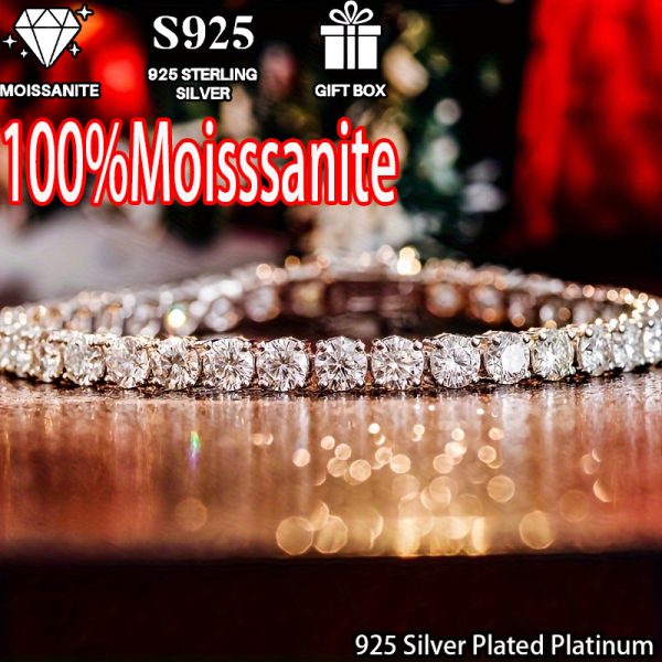 100% moissanite 5mm tennis bracelet, hip-hop tennis bracelet, stylish and elegant bracelet, birthday gift for gifting - Image 4