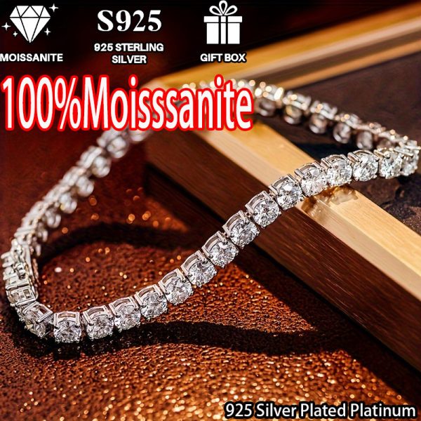 100% moissanite 5mm tennis bracelet, hip-hop tennis bracelet, stylish and elegant bracelet, birthday gift for gifting - Image 2