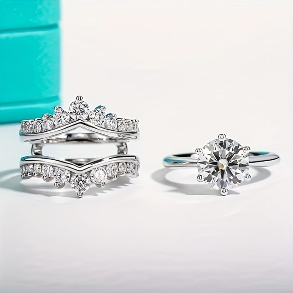 1 S925 silver 3 carat Moissanite engagement ring set Sterling silver stylish for birthday fashion, weddings and holidays, with 18k gold plated for men and women - Image 12