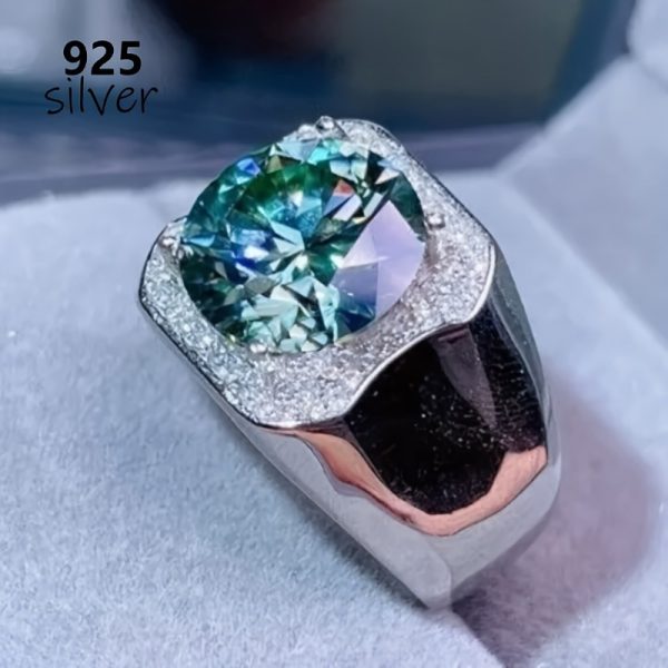 1pc S925 Silver Inlaid 5 Carat Moissanite Ring Birthday Party Luxury Gift for Men Women - Image 5