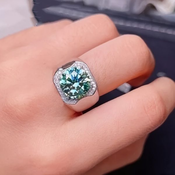 1pc S925 Silver Inlaid 5 Carat Moissanite Ring Birthday Party Luxury Gift for Men Women - Image 3