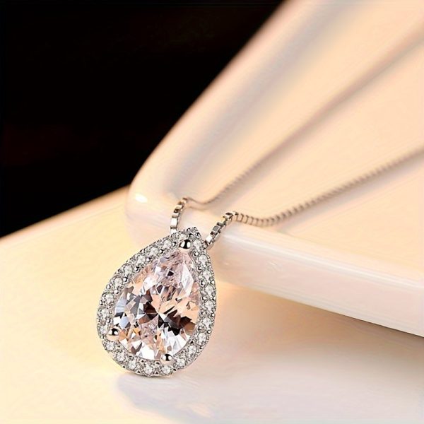 3Carats Water Drop Moissanite Pendant Necklaces for Women, D Color VVS1 Moissanite Pendant, 925 Sterling Silver Drop Necklaces, Bridal Set Jewelry Gifts - Image 6