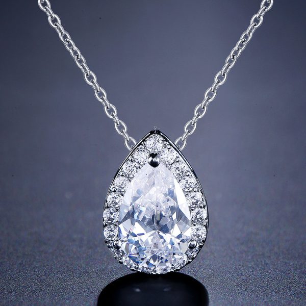 3Carats Water Drop Moissanite Pendant Necklaces for Women, D Color VVS1 Moissanite Pendant, 925 Sterling Silver Drop Necklaces, Bridal Set Jewelry Gifts - Image 2