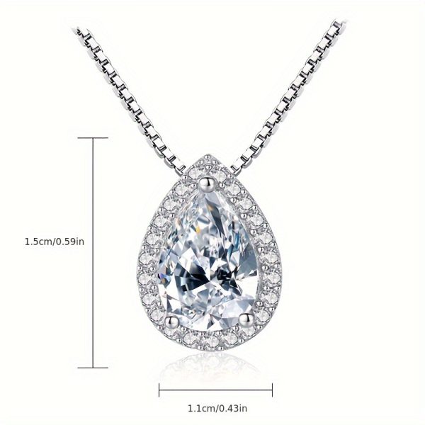 3Carats Water Drop Moissanite Pendant Necklaces for Women, D Color VVS1 Moissanite Pendant, 925 Sterling Silver Drop Necklaces, Bridal Set Jewelry Gifts - Image 4