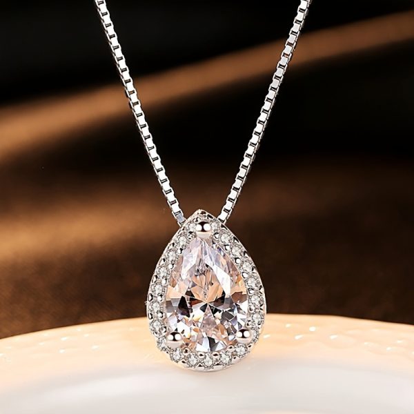3Carats Water Drop Moissanite Pendant Necklaces for Women, D Color VVS1 Moissanite Pendant, 925 Sterling Silver Drop Necklaces, Bridal Set Jewelry Gifts - Image 5