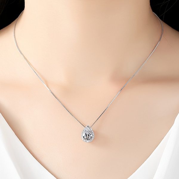 3Carats Water Drop Moissanite Pendant Necklaces for Women, D Color VVS1 Moissanite Pendant, 925 Sterling Silver Drop Necklaces, Bridal Set Jewelry Gifts - Image 7