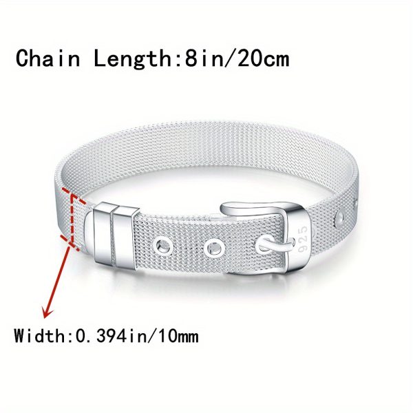 8mm Adjustable Weave Bangle Bracelet in 925 Sterling Silvery - Stylish Fashion Accessory for Men & Women - Image 2