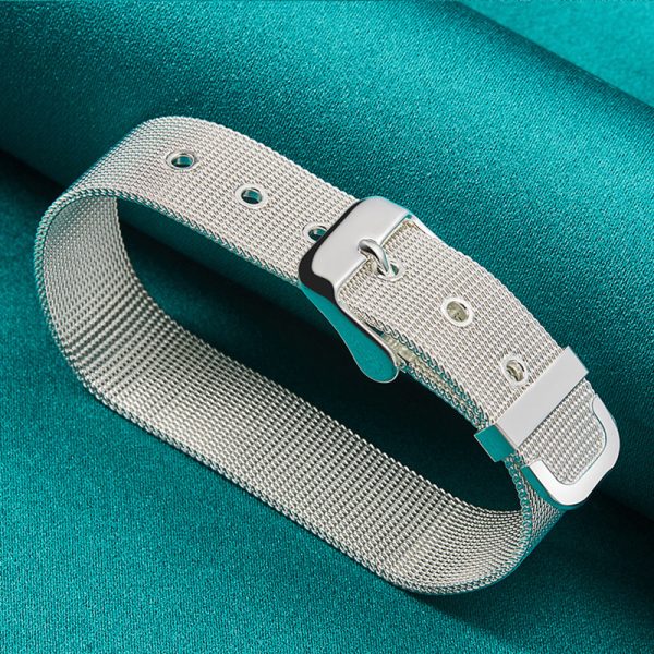 8mm Adjustable Weave Bangle Bracelet in 925 Sterling Silvery - Stylish Fashion Accessory for Men & Women - Image 5