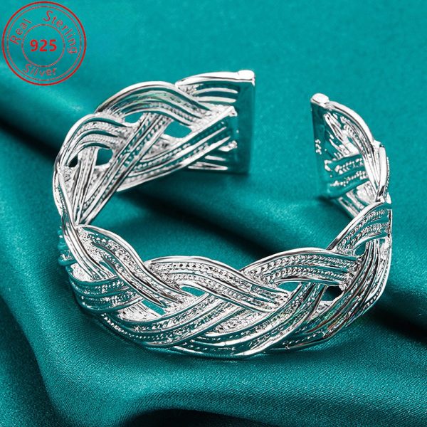 925 Sterling Silver Woven Adjustable Bracelet - Stylish And Elegant Trendy Style - Perfect For Everyday Wear, Parties, Birthdays, Thanksgiving - A Perfect Gift For Female Charm Jewelry - Image 6