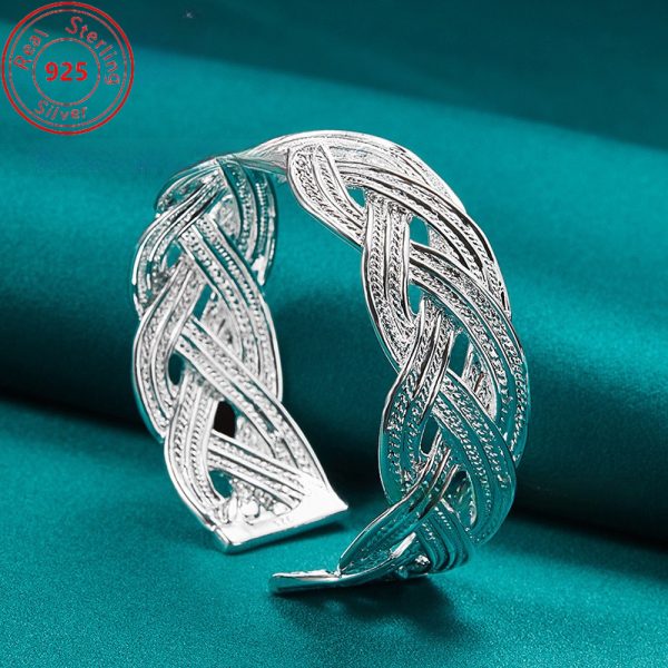 925 Sterling Silver Woven Adjustable Bracelet - Stylish And Elegant Trendy Style - Perfect For Everyday Wear, Parties, Birthdays, Thanksgiving - A Perfect Gift For Female Charm Jewelry - Image 5