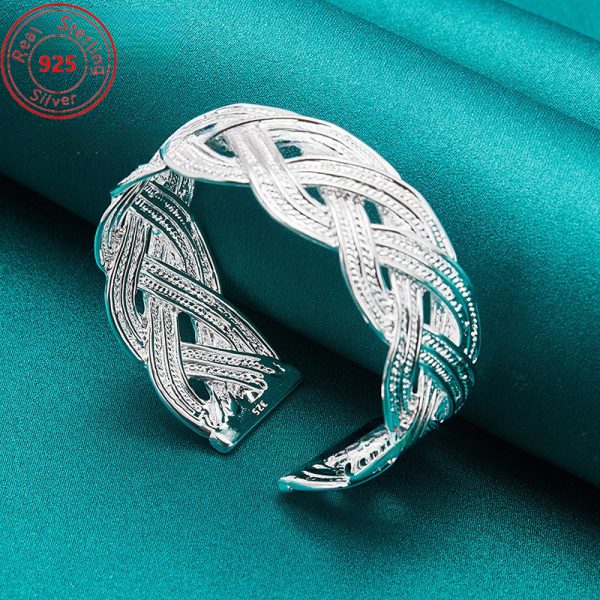 925 Sterling Silver Woven Adjustable Bracelet - Stylish And Elegant Trendy Style - Perfect For Everyday Wear, Parties, Birthdays, Thanksgiving - A Perfect Gift For Female Charm Jewelry - Image 3