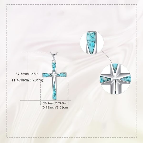 Natural Stone Cross Necklace Pendant With Turquoise Gemstone, Unique And Niche Cross Pendant Hanging - Image 9