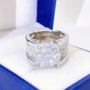 Full Set Moissanite S925 Silver Hip Hop Bully Hot Hip Hop Moissan Ring for Men and Women Classic Fashion Trend Street Party Anniversary Holiday Gift Birthday Gift Graduation Gift