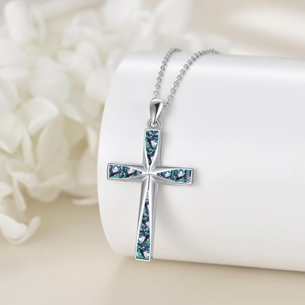 Natural Stone Cross Necklace Pendant With Turquoise Gemstone, Unique And Niche Cross Pendant Hanging - Image 7