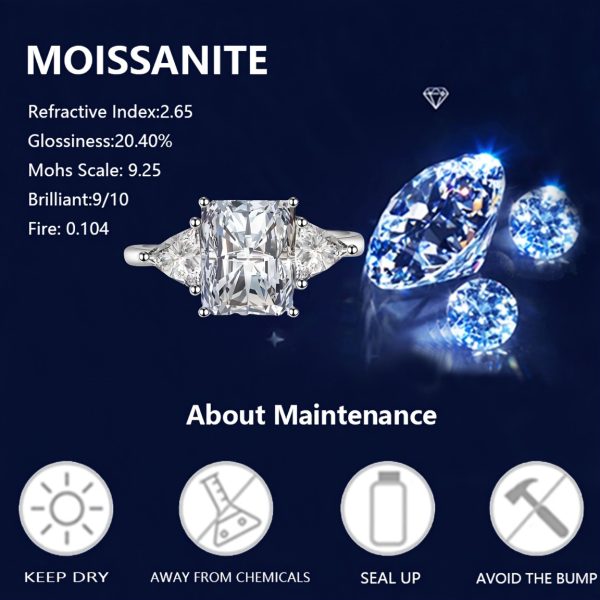2 Carat Moissanite Radiant Ring - 925 Sterling Silver, Classic Simple Design, Casual and Elegant, High-End Light Luxury, Perfect for Proposal, Engagement, Wedding Dinner Party, Trendy Temperament, Sweet and Fresh Gift for Her - Image 10