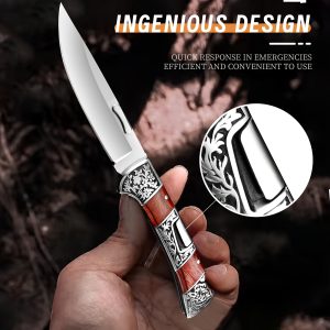 One, Men'S Pocketknife, Pocketknife, EDC Pocketknife With Clip, Cool Pocketknife, Suitable For Outdoor Survival Tactics Camping And Hunting, Gift For Father, Red