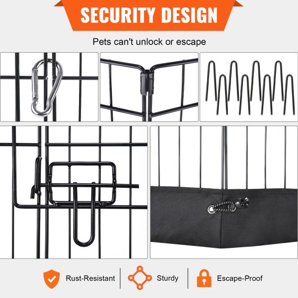 VEVOR Dog Playpen, 8 Panels Foldable Metal Dog Exercise Pen with Top Cover and Bottom Pad, 24" H Pet Fence Puppy Crate Kennel, Indoor Outdoor Dog Pen for Small Medium Pets, for Camping, Yard - Image 4