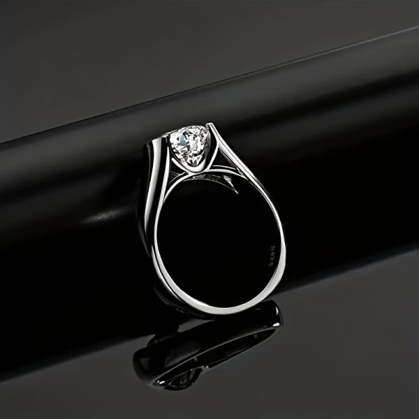 1 Piece 925 Sterling Silver 2 Carat/3 Carat Moissanite Ring Exquisite Men's And Women's Couple Ring Engagement Wedding Confession Anniversary Gift For Friends, Lovers And Family - Image 4