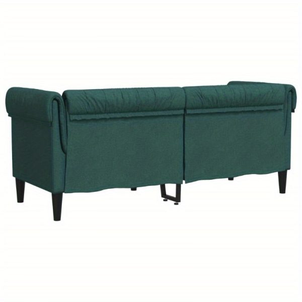 Chesterfield Sofa 2-Seater Dark Green Fabric - Image 7