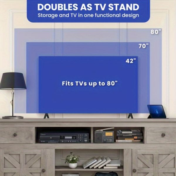 ZenHome Farmhouse TV Console with Storage Drawer and Power Outlet, Rustic TV Stand for TVs up to 80 Inch - Image 3