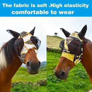 10pcs Horse Fly Masks, Soft And High Elasticity Comfort Fit With Ears, Breathable Equine Face Mask, Lycra Stretchable Horse Riding Supplies, Size Full (L)