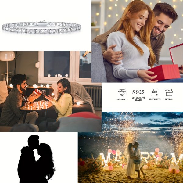 Elegant 5mm Moissanite Tennis Bracelet in S925 Sterling Silvery - Luxurious Full Row Design, Perfect for Weddings, Birthdays, Anniversaries & Mother's Day Gift - Image 2