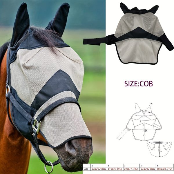 Equestrian Long Nose Fly Mask for Horses, PVC Breathable Mesh Protection with Adjustable Straps - Fly Repellent Horse Mask - Image 7