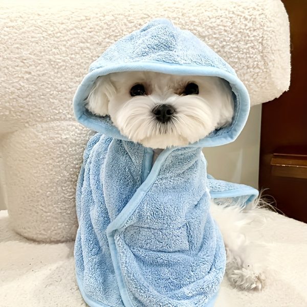 Super Absorbent Cute Pet Bathrobe for Small to Medium Dogs and Cats - Quick Dry, Soft, All-Season Comfort with Secure Magic Tape Closure - Image 5