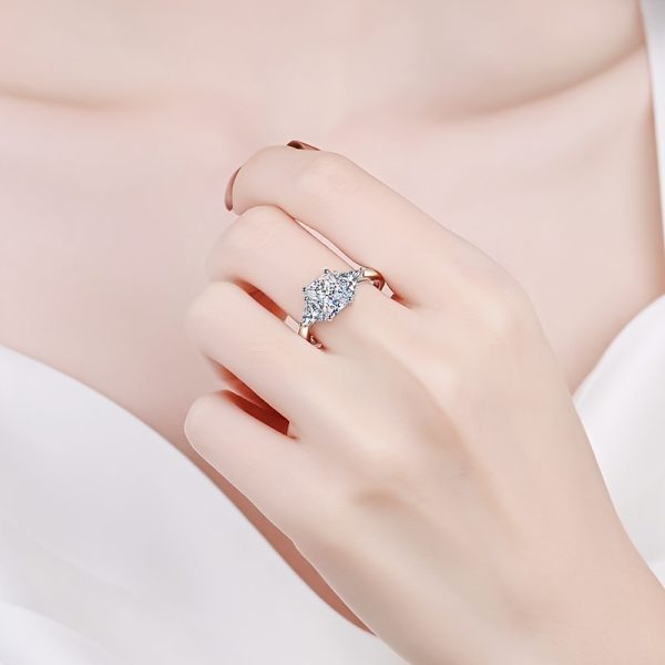 2 Carat Moissanite Radiant Ring - 925 Sterling Silver, Classic Simple Design, Casual and Elegant, High-End Light Luxury, Perfect for Proposal, Engagement, Wedding Dinner Party, Trendy Temperament, Sweet and Fresh Gift for Her - Image 3