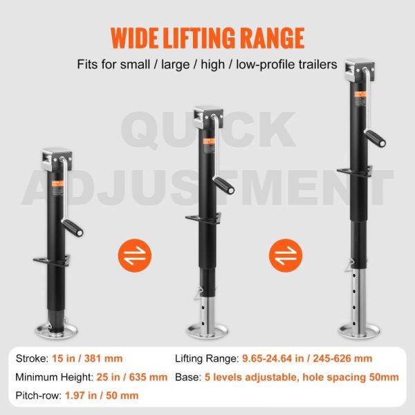 VEVOR Heavy-Duty 5000 lb Trailer Jack with Handle - Durable Iron A-Frame Tongue Jack, 2.4" Thick Plate for RV, Horse, Utility & Yacht Trailers - Reliable Road Trips Companion, Trailer Maintenance Tool|Aframe Design|Durable Iron Jack - Image 4