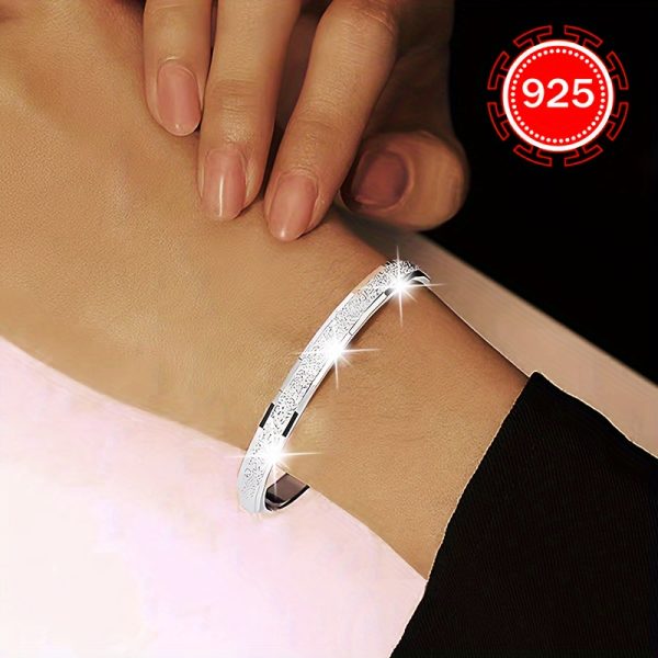 925 Silver Hypoallergenic Fashion Open Bracelet, One Pack, Ladies Starry Bracelet Simple Niche Design Bracelet, For Couples, Girlfriends, Gifts, Daily Wedding Banquets, Seaside Vacations, Thanksgiving Christmas Anti-oxidation Packaging 12g - Image 3