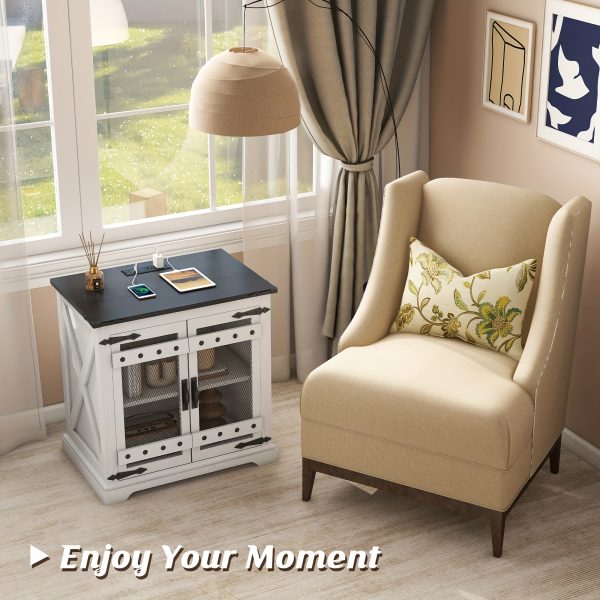 White Farmhouse Side Table, Large End Table For Living Room, Wooden Night Stand - Image 3