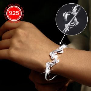 925 Silver Low Allergy Fashion Open Bangle, 1pc, Ladies Mermaid Bangle Niche Design Versatile Double Fish Koi Hand Accessory, Suitable For Couples, Best Friends, Gifts, Daily Weddings, Banquets, Beach Vacations, Thanksgiving, Christmas, Anti-oxidation Pac