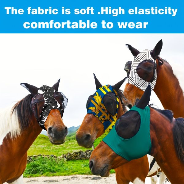 10pcs Horse Fly Masks, Soft And High Elasticity Comfort Fit With Ears, Breathable Equine Face Mask, Lycra Stretchable Horse Riding Supplies, Size Full (L) - Image 9