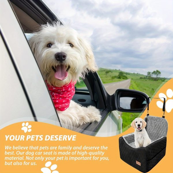 Dog Car Seat For Small Medium Dogs, Memory Foam Dog Booster Seat, Elevated Pet Car Seat For Dogs Up To 35 Lbs, Travel Safety Car Seat With Storage Pockets (Gray/Black) - Image 6