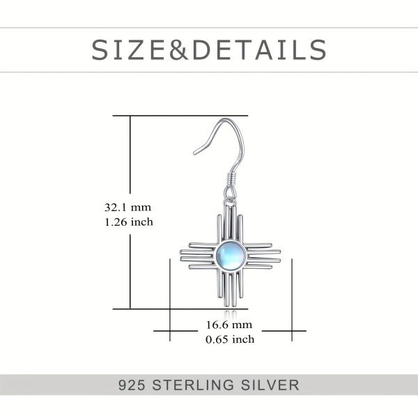 Zia Sun Symbol Earrings 925 Sterling Silver Moonstone/Turquoise Earrings New Mexico Jewelry For Women Mother - Image 4