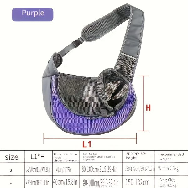 1pc PetAmi Polyester Dog Sling Bag, Portable Breathable Mesh Pet Carrier, Secure Zipper Pet Shoulder Bag for Small Dogs and Cats, Crossbody Pet Travel Backpack - Image 2