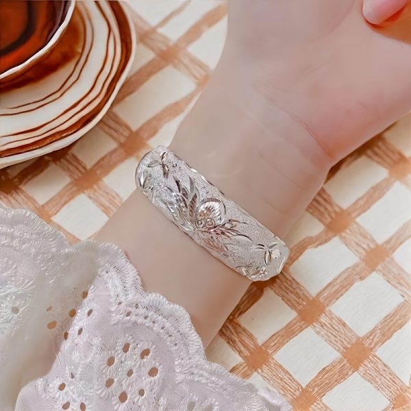 Foot Silvery S999 Bracelet Sterling Silvery Bracelet Ladies' Open Bracelet Can Be Freely Adjusted In Size To Give Mom A Birthday And Holiday Gift. Silvery Weighs 46 Grams/1.62 Ounces. - Image 5