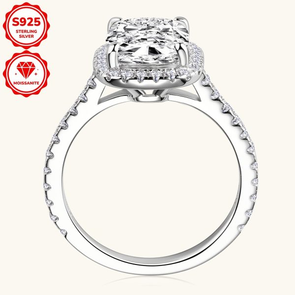 Weight 3.64g US10 size, main stone moissanite - oblong 8x10mm*1pcs, 4 carat 1pc moissanite ring 925 sterling Silvery Women's engagement ring bezel style wedding ring oblong cut moissanite engagement ring anniversary ring - Image 8